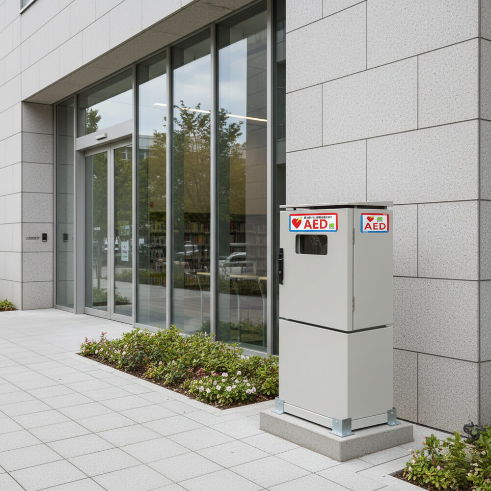 AED収容ボックス スタンドタイプ 電源レス(屋外用)